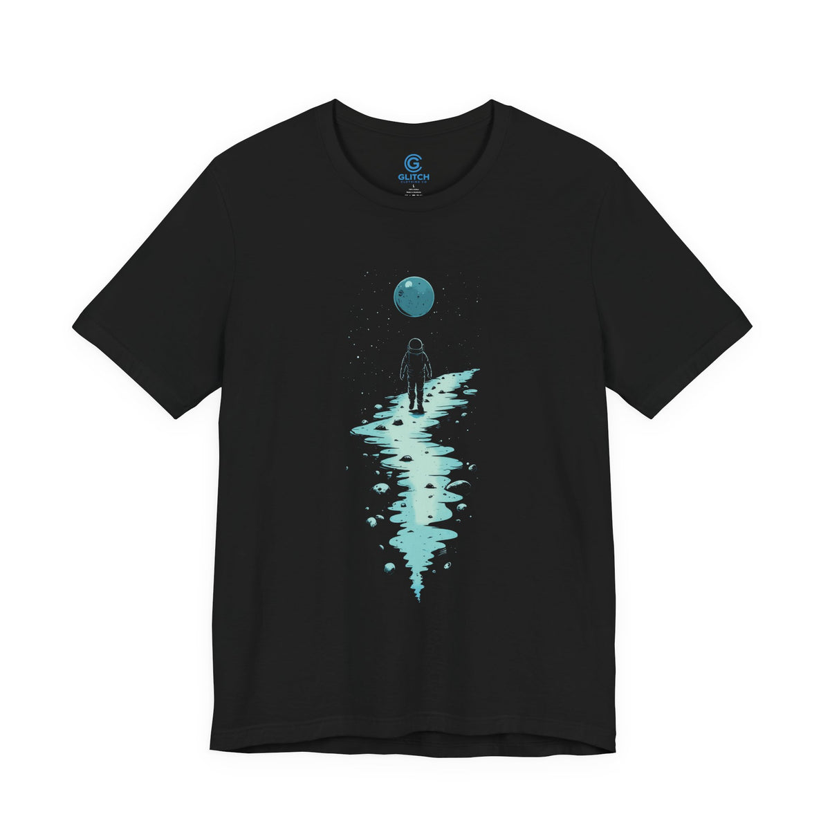 Cyan Lunar Path — Premium Graphic Tee