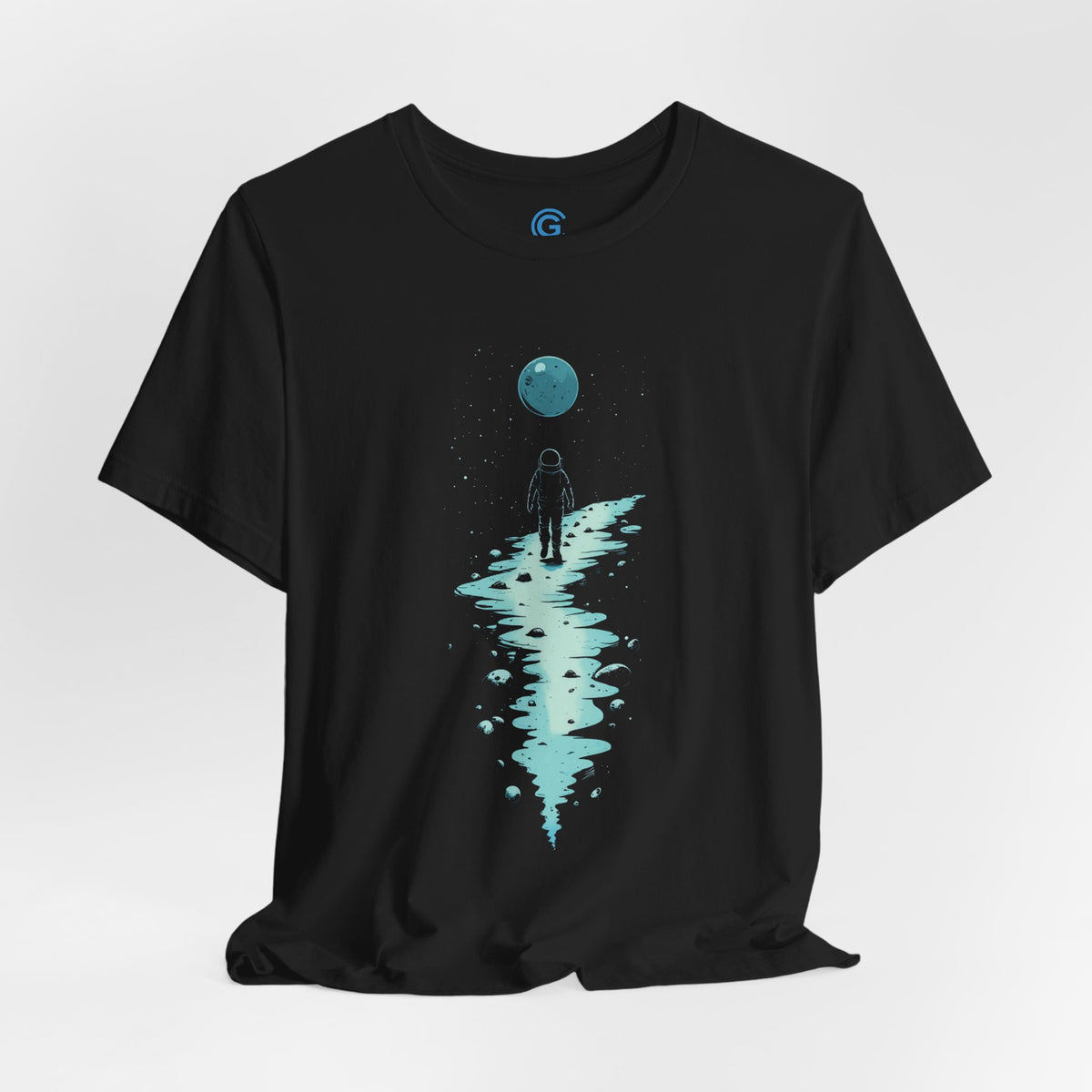 Cyan Lunar Path — Premium Graphic Tee