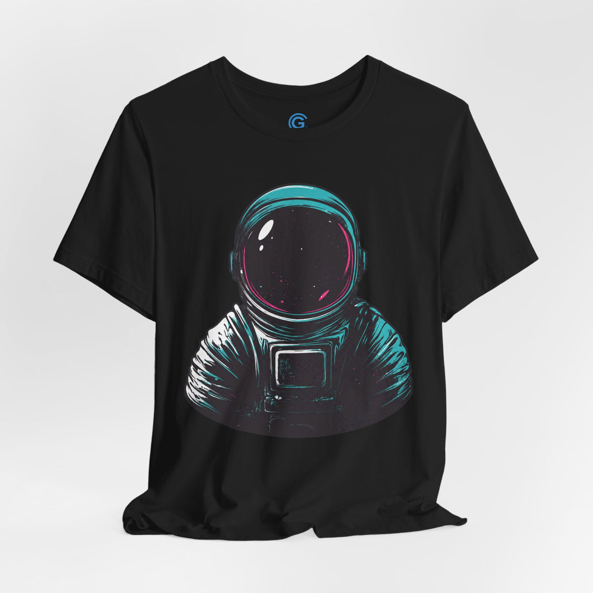 Cyan Rim Cosmonaut — Premium Graphic Tee