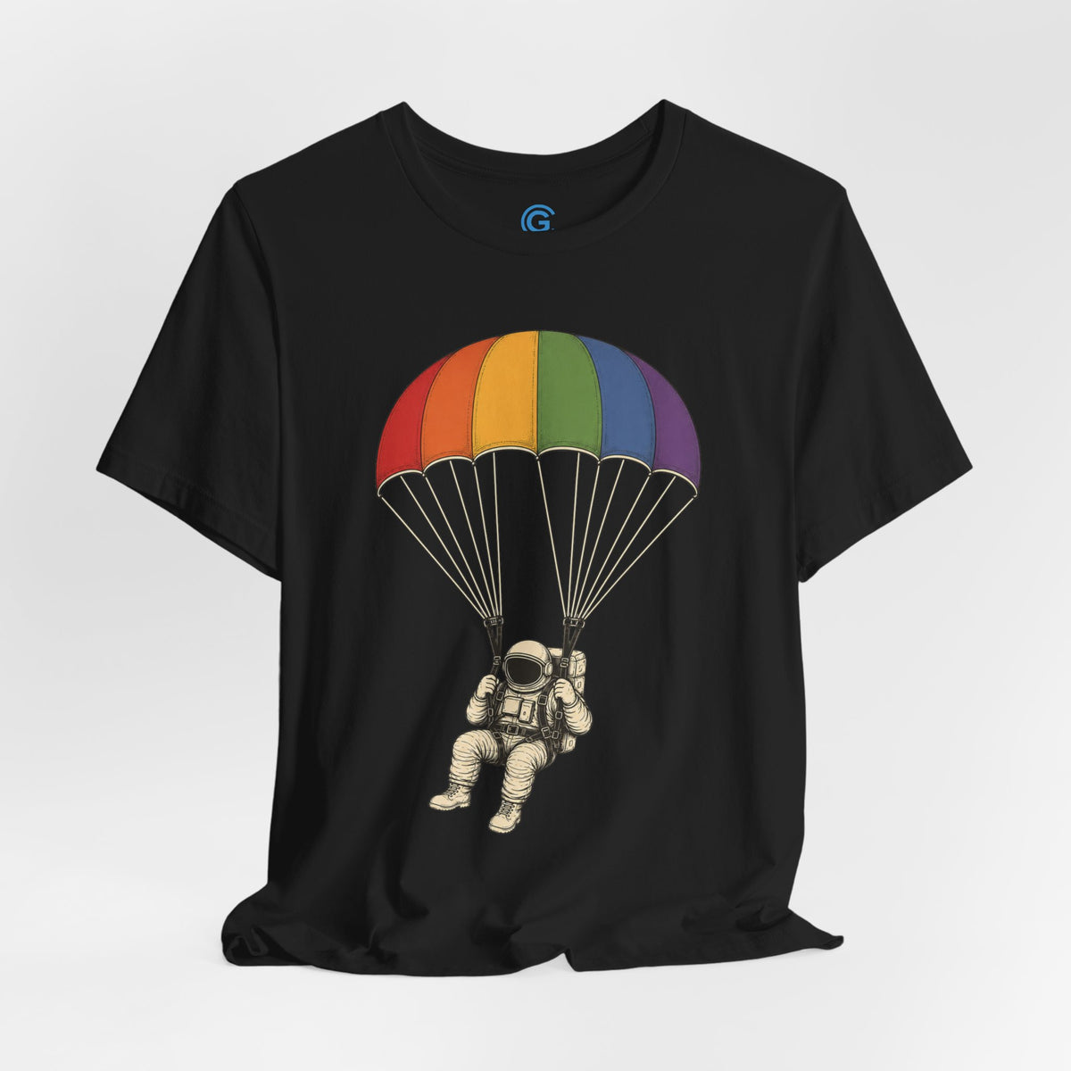 Rainbow Parachute Descent — Premium Graphic Tee