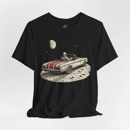 Crimson Stripe Moon Cruise — Premium Graphic Tee