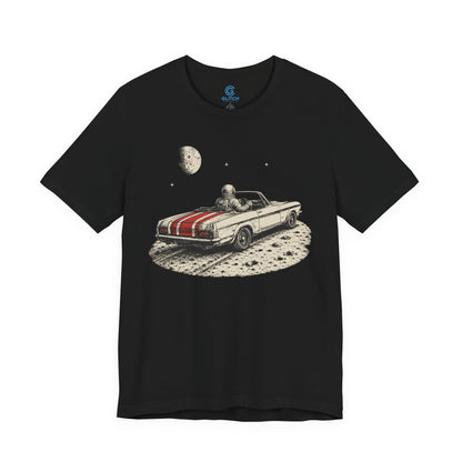 Crimson Stripe Moon Cruise — Premium Graphic Tee
