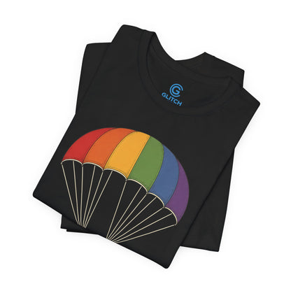 Rainbow Parachute Descent — Premium Graphic Tee